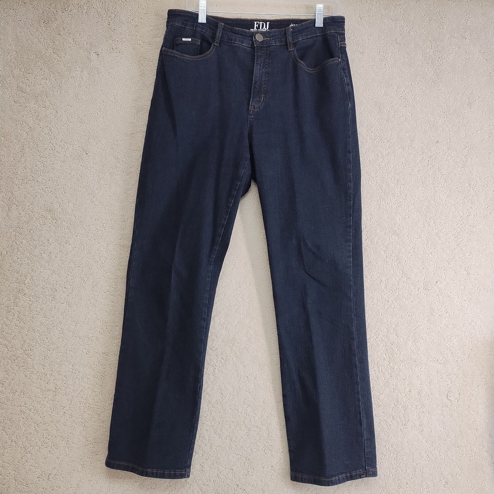 FDJ French Dressing Jeans Womens 12P Dark Wash Straight Leg Suzanne 5-Pocket
